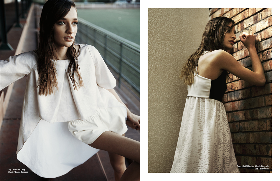 Left Top / Karoline Lang Shorts / Isabel Benenato Right Dress / MM6 Maison Martin Margiela Top / Ece Gozen