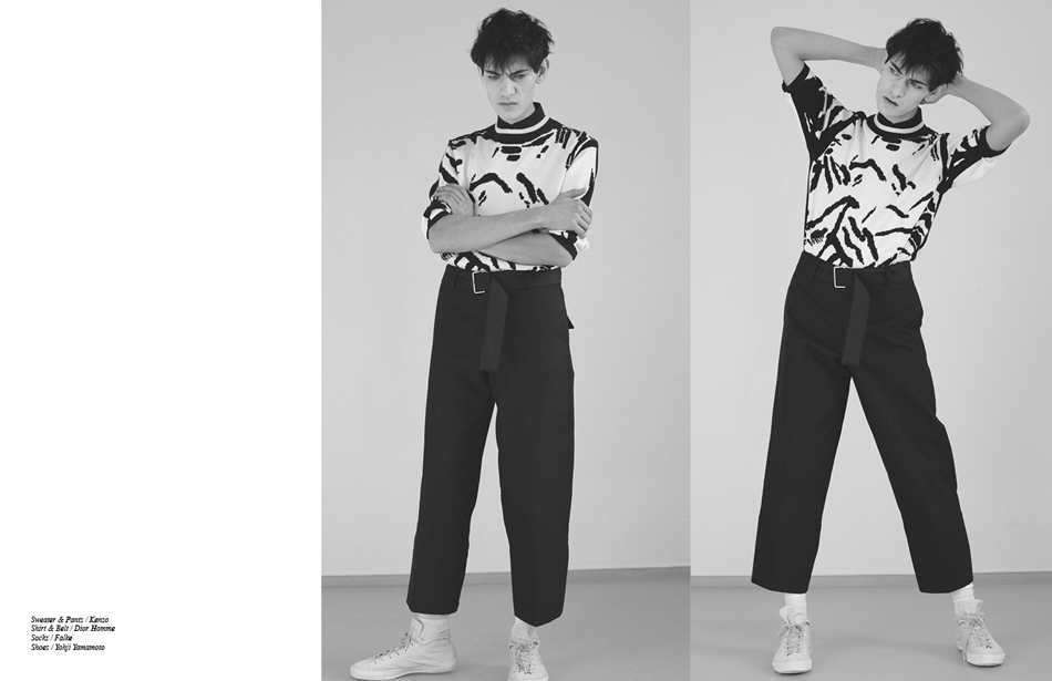 Sweater & Pants / Kenzo Shirt & Belt / Dior Homme Socks / Falke Shoes / Yohji Yamamoto