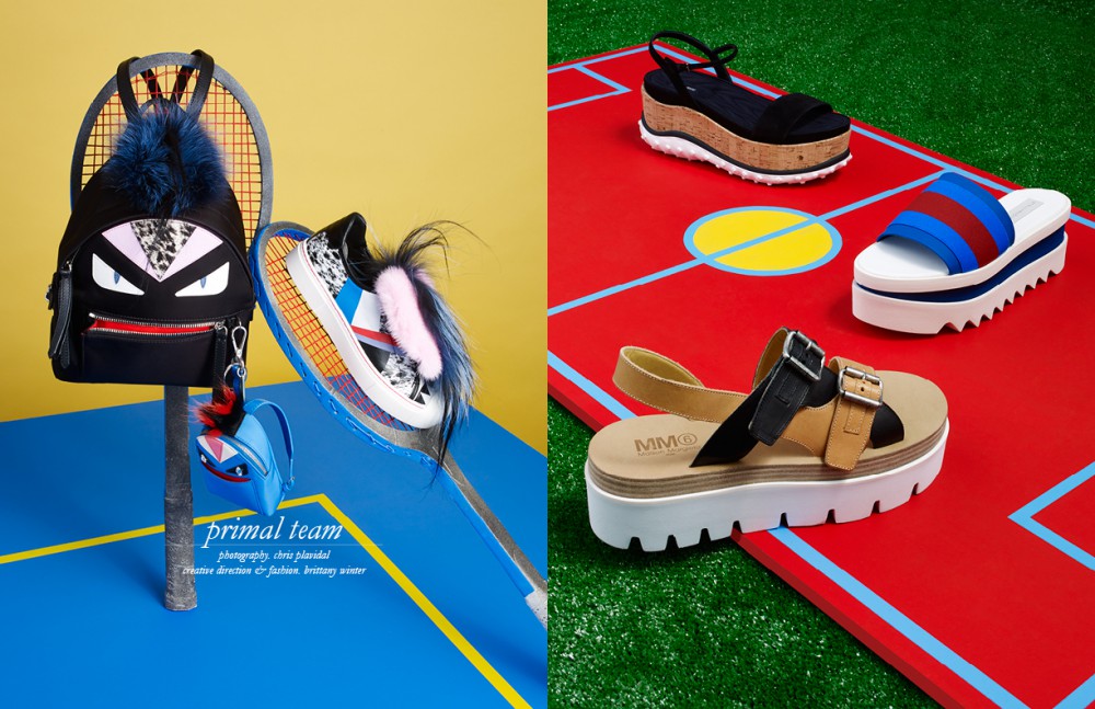 Backpack / Fendi Charm / Fendi Sneaker / Fendi Opposite From top to bottom Sandal / Miu Miu Sandal /Stella Mccartney Sandal / MM6 Maison Margiela