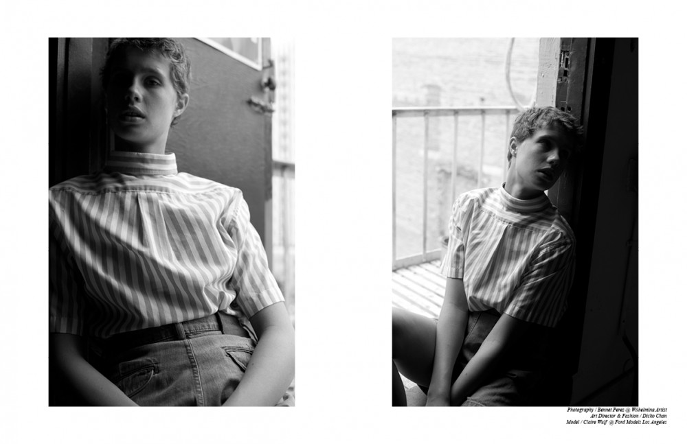 Striped Button Down / Vintage Brooks Brothers Denim Shorts / Études Studio 