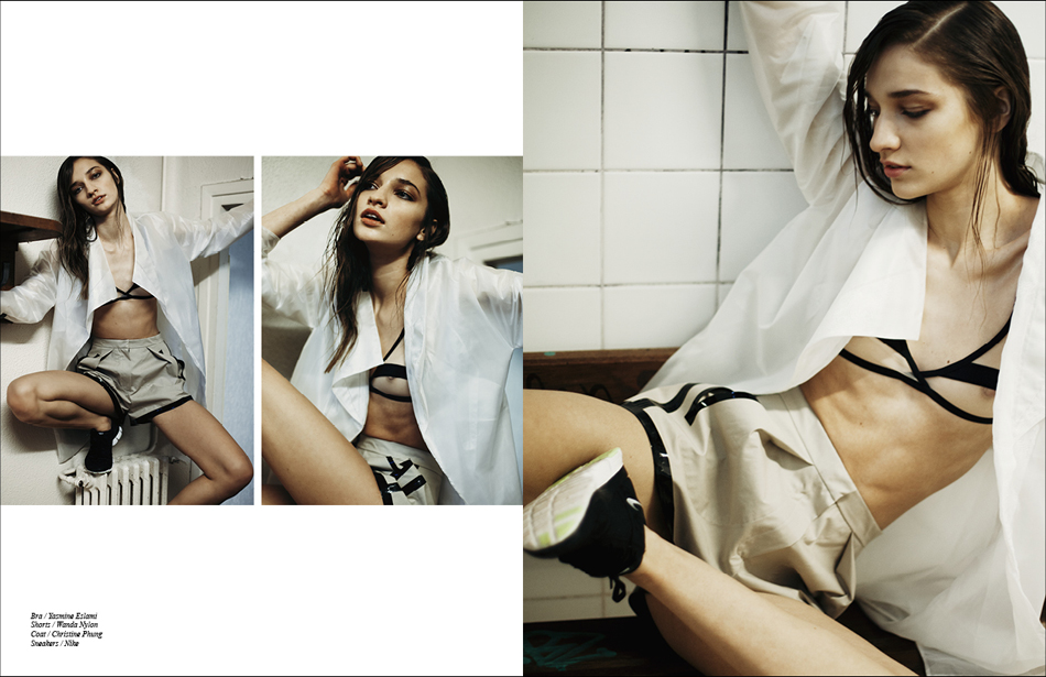 Bra / Yasmine Eslami Shorts / Wanda Nylon Coat / Christine Phung Sneakers / Nike
