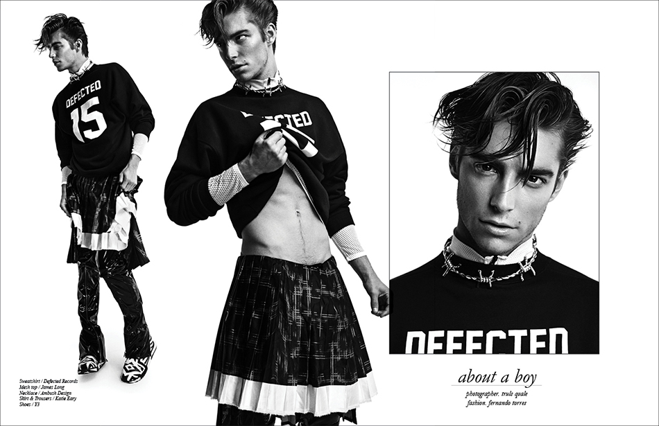 Sweatshirt / Defected Records  Mesh top / James Long  Necklace / Ambush Design Skirt & Trousers / Katie Eary  Shoes / Y3