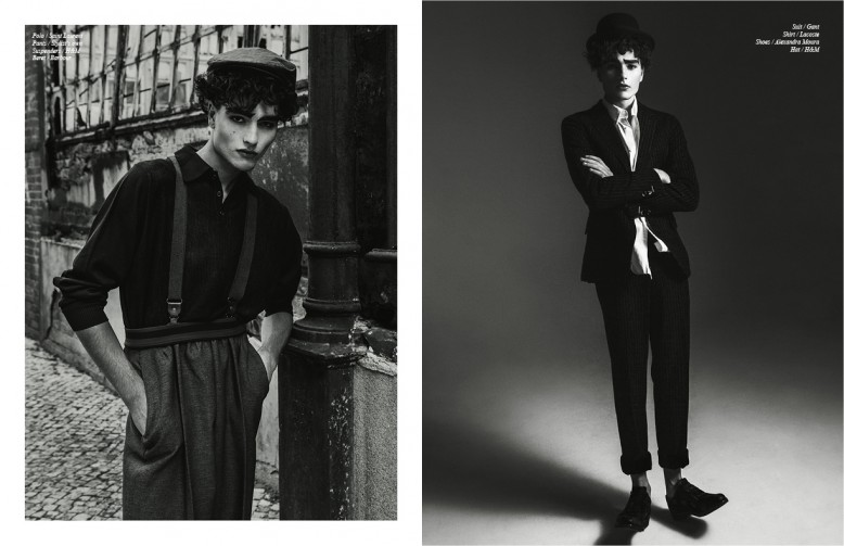 Left to Right/ Polo / Saint Laurent  Pants / Stylist's own  Suspenders / H&M  Beret / Barbour Opposite  Suit / Gant  Shirt / Lacoste  Shoes / Alexandra Moura Hat / H&M