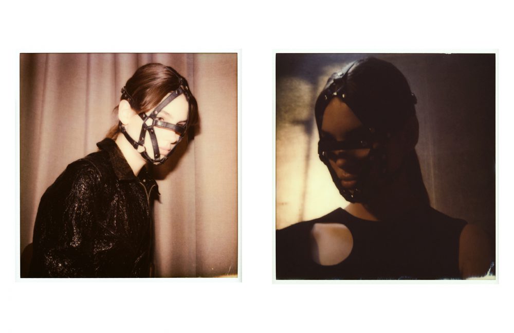 Leather mask / Cyberesque   Jacket / Ganni Opposite  Leather mask / Cyberesque Cut-out top / Louise Friedlaender