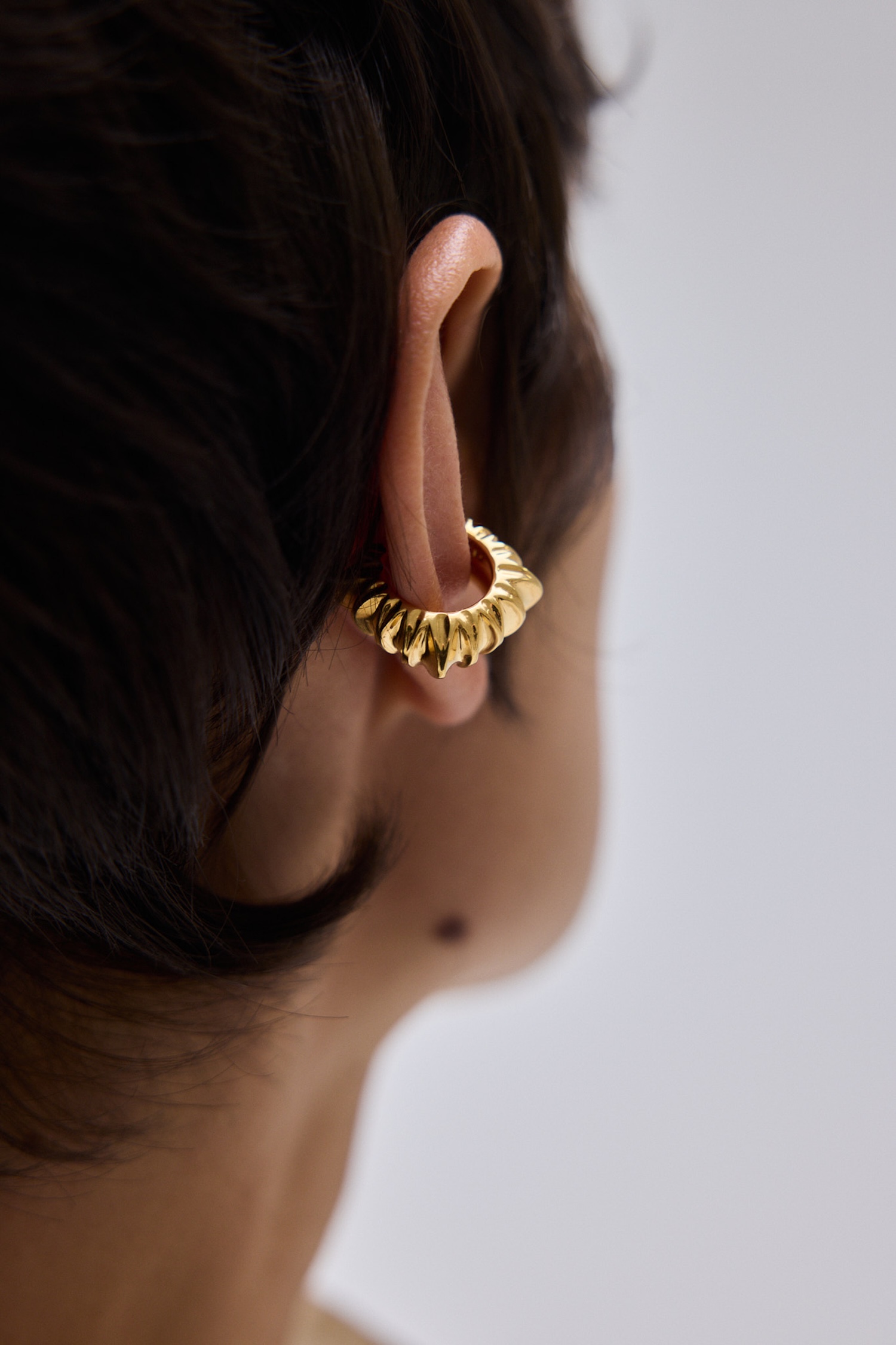 Textured Earcuff Gold Vermeil_